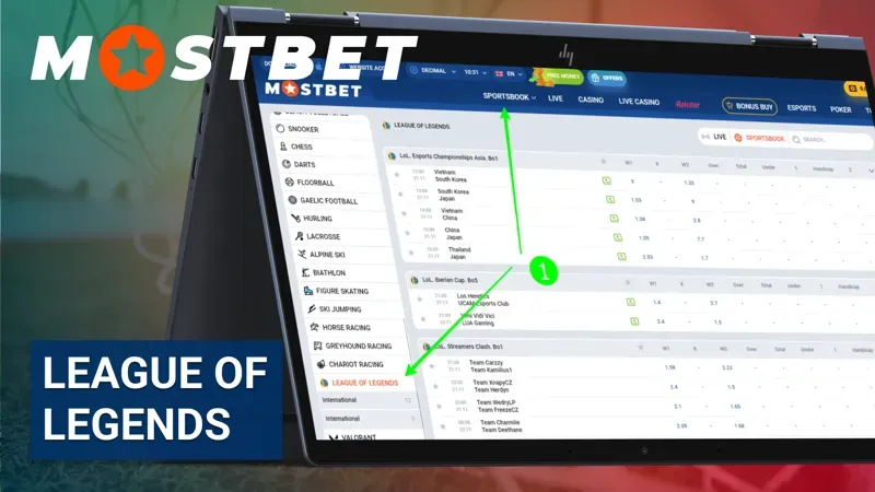 League of Legends betting at Mostbet